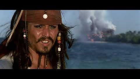 Pirates of the Caribbean Curse of the Black Pearl: Jack & Elizabeth escape from the Island.