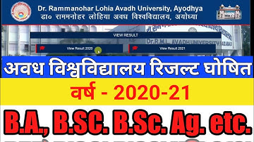 BA BSc BCom second third year result 2020-21/ rmlu University Ayodhya