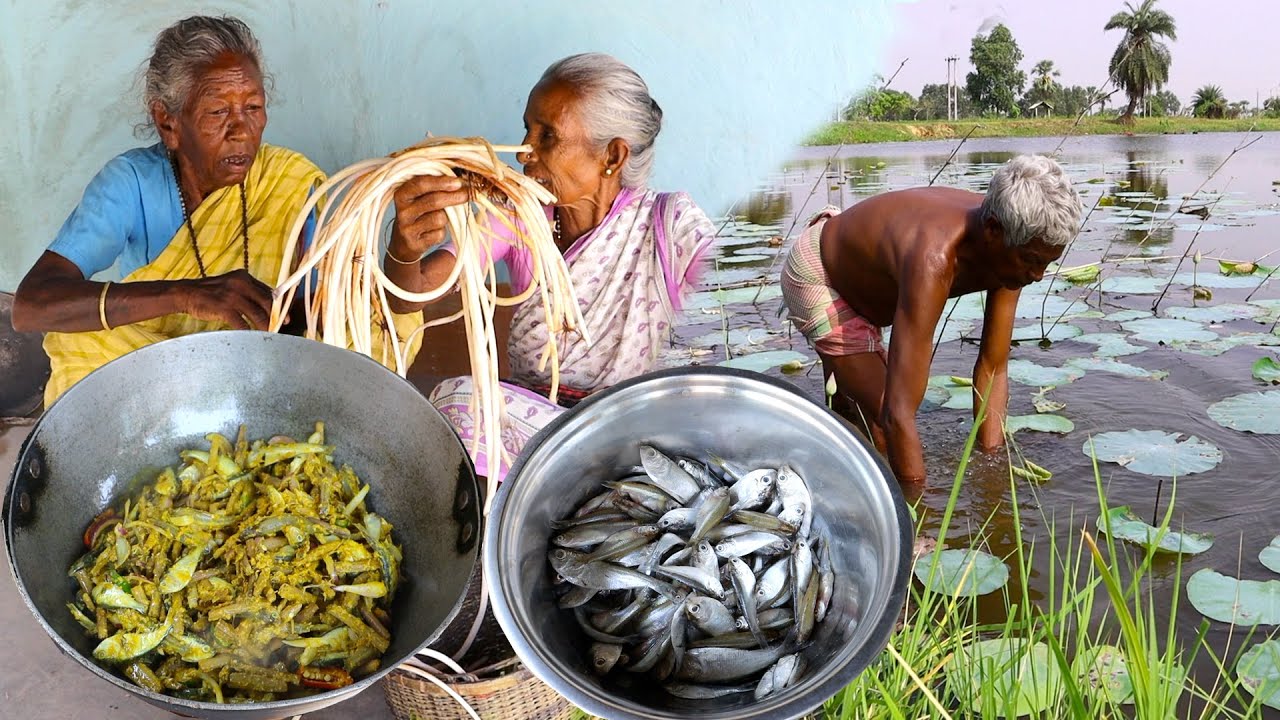 How tribe people collect lotus root and cook with fish | ancient lotus ...