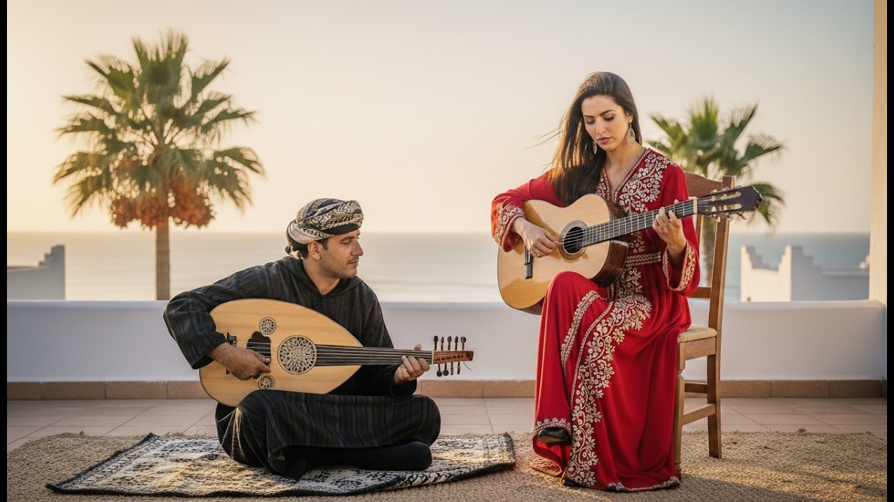 Calm by the Andalusian Coast  Instrumental Arabic Oud & Spanish Guitar