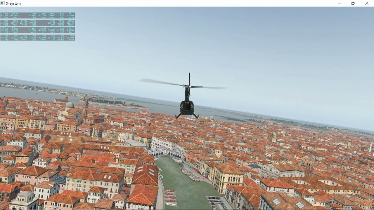 X-Plane 11.53 r1 - Heli Robinson R66 flying over Venezia.
