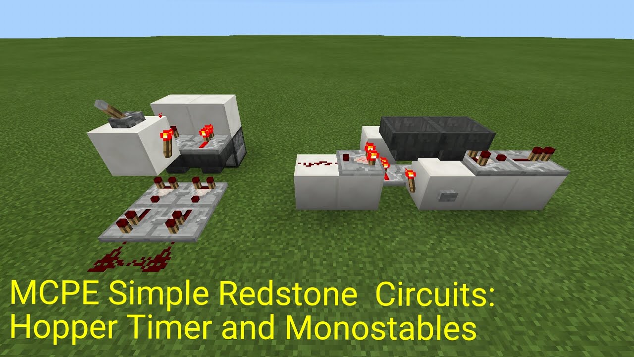 Minecraft Pocket Edition Simple Circuits Hopper Timer and Monostables