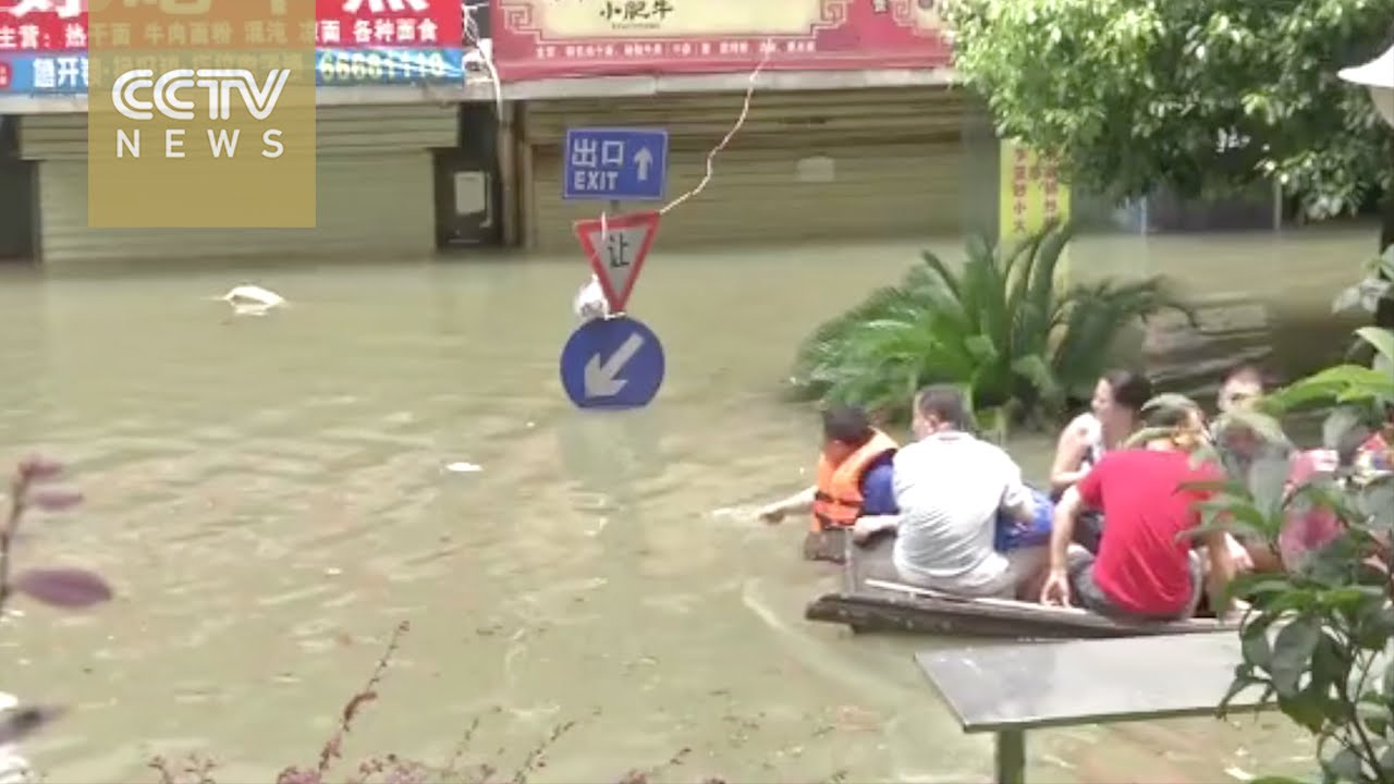 Residential areas in Wuhan devastated by flood