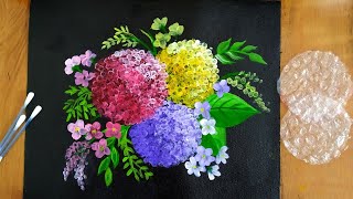 painting wrap acrylic easy hydrangea bubble technique techniques cotton swabs