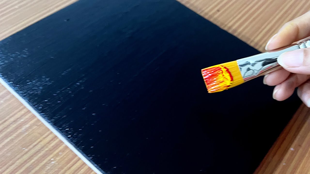 Stunning Sunset lake on black canvas | Acrylic painting techniques for beginners