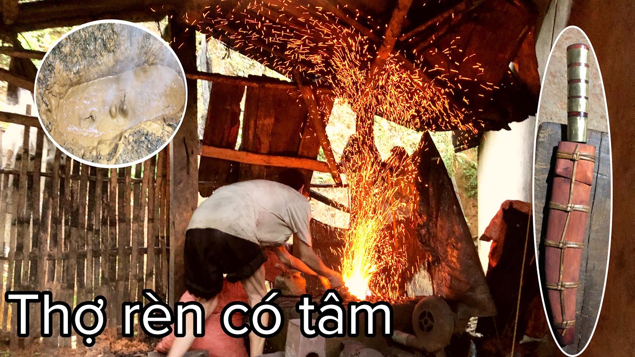 lên nhà ông tráng thợ rèn  xem cách tôi dao bằng bùn giống người nhật || ban trắng tv