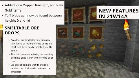Minecraft net: snapshot 21w14a released! new raw copper iron gold items and smeltable ore changes!