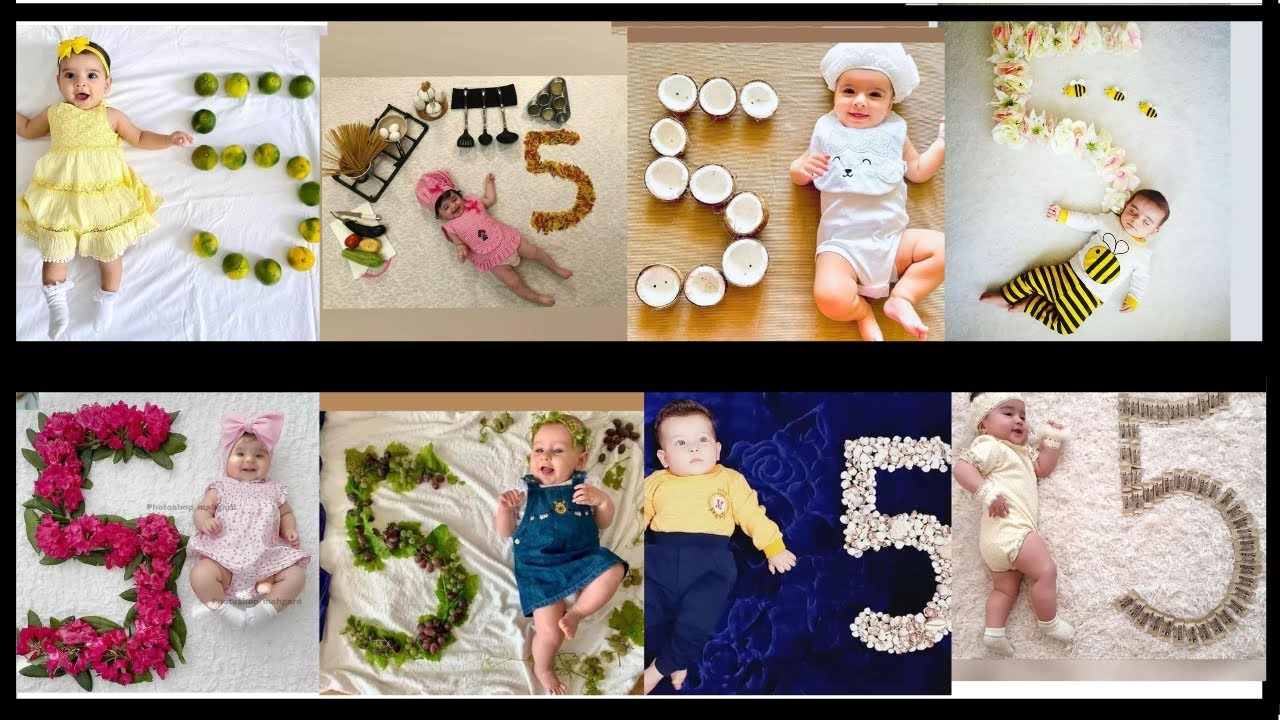 5th Month Baby Photo Shoot | Five month Baby Photo Shoot Ideas at Home ...