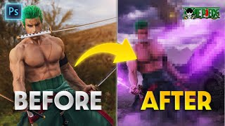 EDIT RORONOA ZORO LIVE ACTION PAKAI PHOTOSHOP!! | SPEED ART PHOTOSHOP - PHOTO MANIPULATION