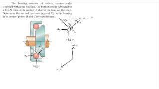 Find the normal reactions on the bearing at points B and C for equilibrium