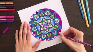 Yeni başlayanlar için kolay mandala çizimi / Easy mandala drawing for beginners