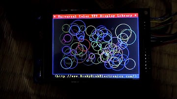 JH8SST/7 Arduino Mega-controlled 3.2 inch 16 bit parelell LCD module displaying the UTFT Demo