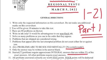 TMSCA Middle School Number Sense Regional Test 2022