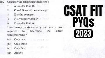 CSAT PYQ-2023|| 1. A is older than B. 2. C and D are of the same age. 3. E is the youngest.
