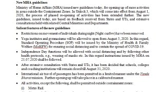 Ministry of Home Affairs (MHA) issues #Unlock3 guidelines| News Focus | 29-7-2020