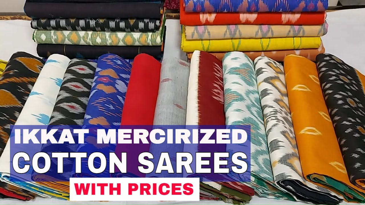 Pochampally ikkat mercirized  cotton sarees 