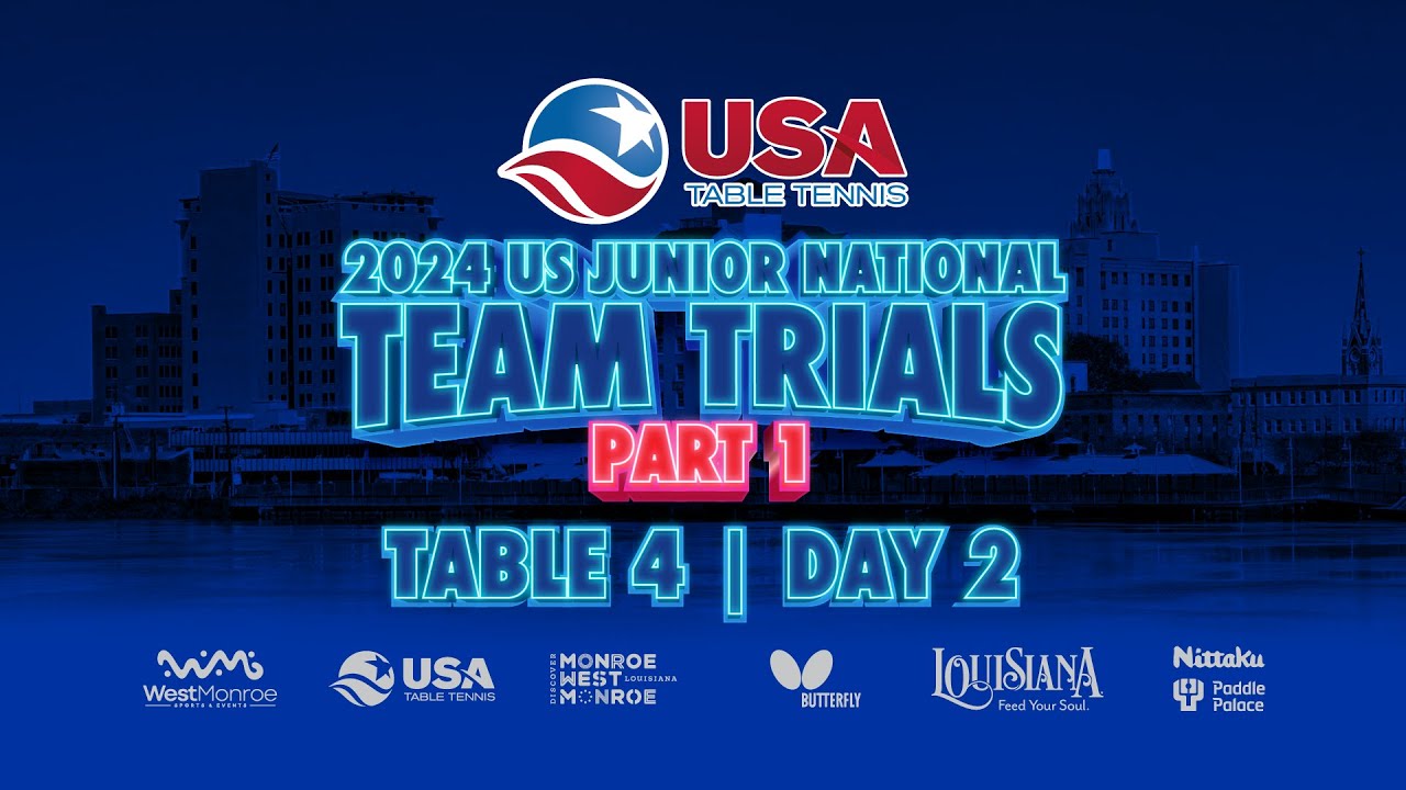 Usatt 2024 USATT Junior Team Trials, Pt 1 - Table 4 Day 2 - YouTube