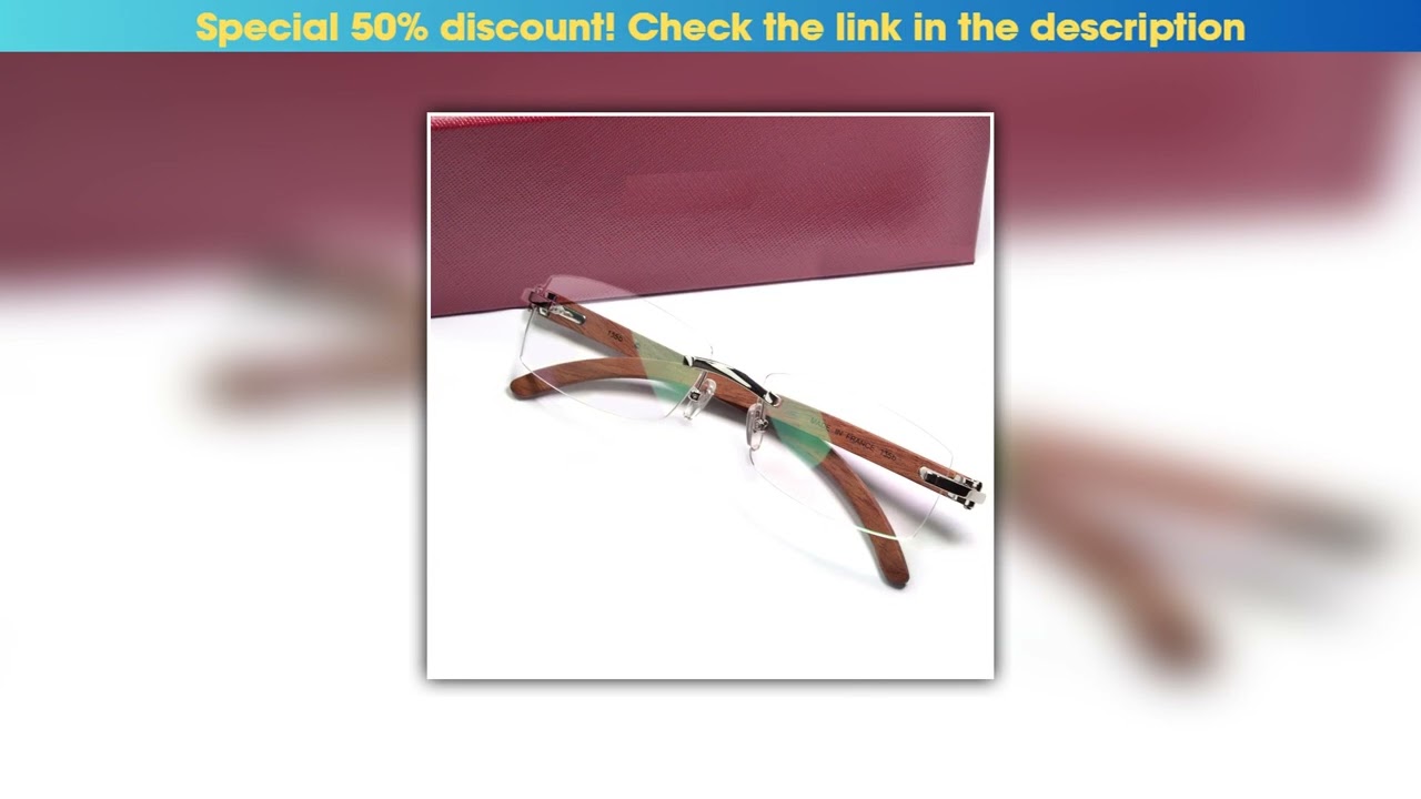 Review High Quality Original Wood Rimless Eyeglasses Frame for Men Vintage Rectangle Diopter Glasse