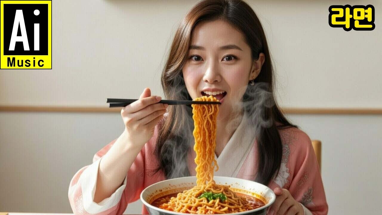 K-Music 노래💖  라면  💎  후루룩 쩝쩝  라면은 혼자 먹는 게 제일 편한 음식 🤖    