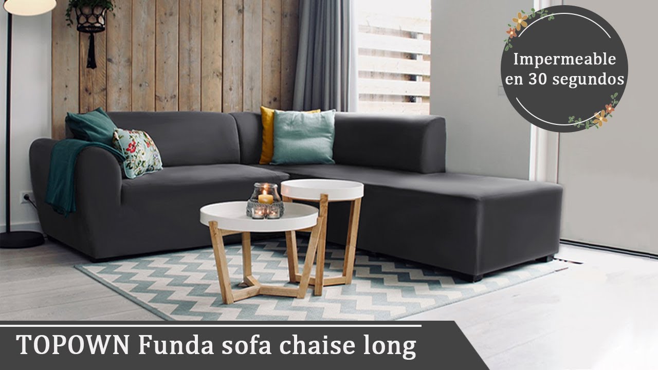 TOPOWN Funda sofa chaise long 3 plazas (Impermeable en 30 segundos)