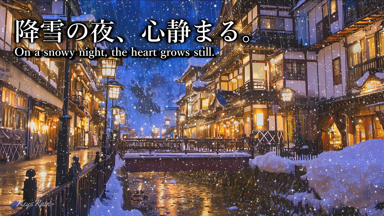 雪混じりの雨と銀山温泉。【作業用BGM / 睡眠用BGM / ピアノ】