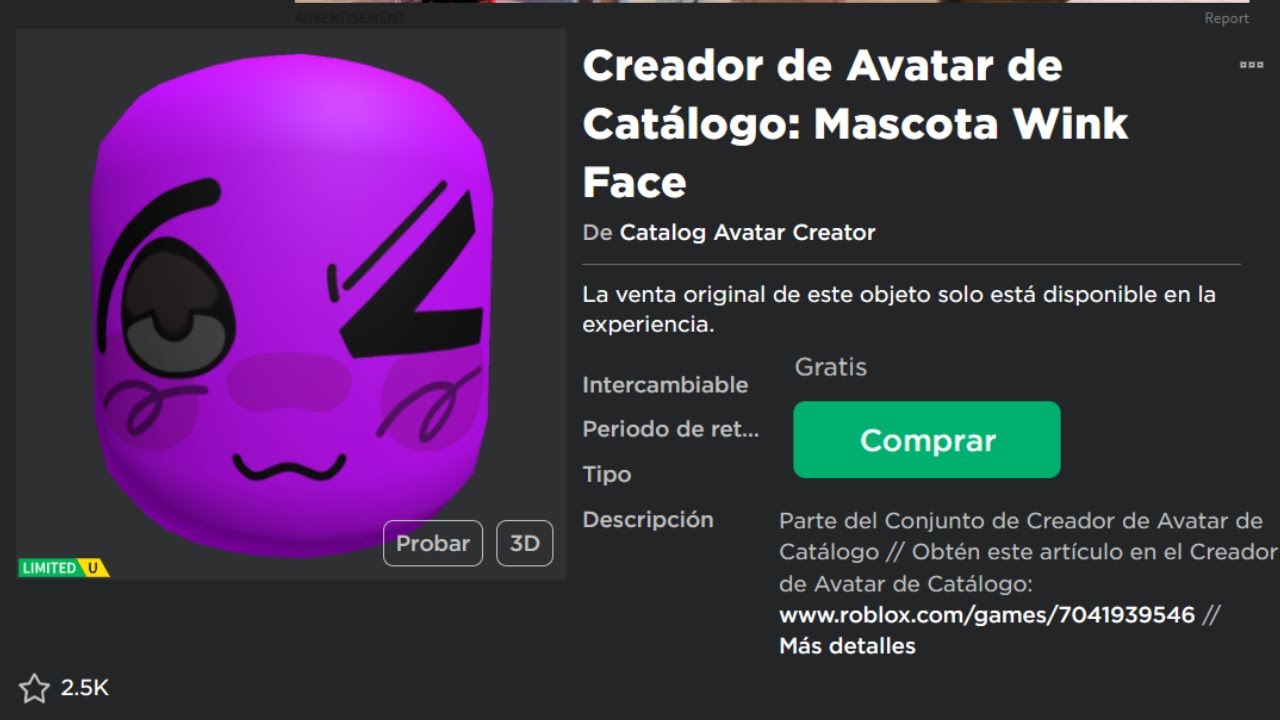 COMO CONSEGUIR Mascota Wink Face COMPLETAMENTE GRATIS EN ROBLOX YouTube