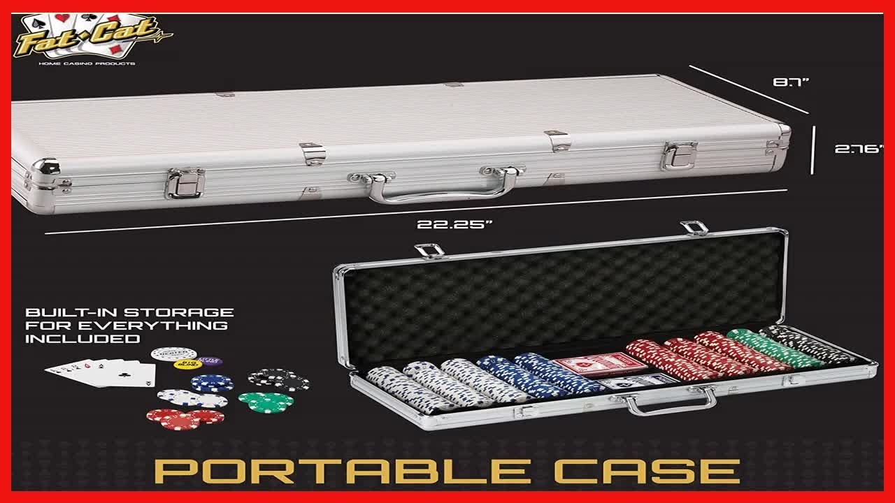 Fat Cat 11.5 Gram Texas Hold 'em Claytec Poker Chip Set with Aluminum Case, 500 Striped Dice Chips