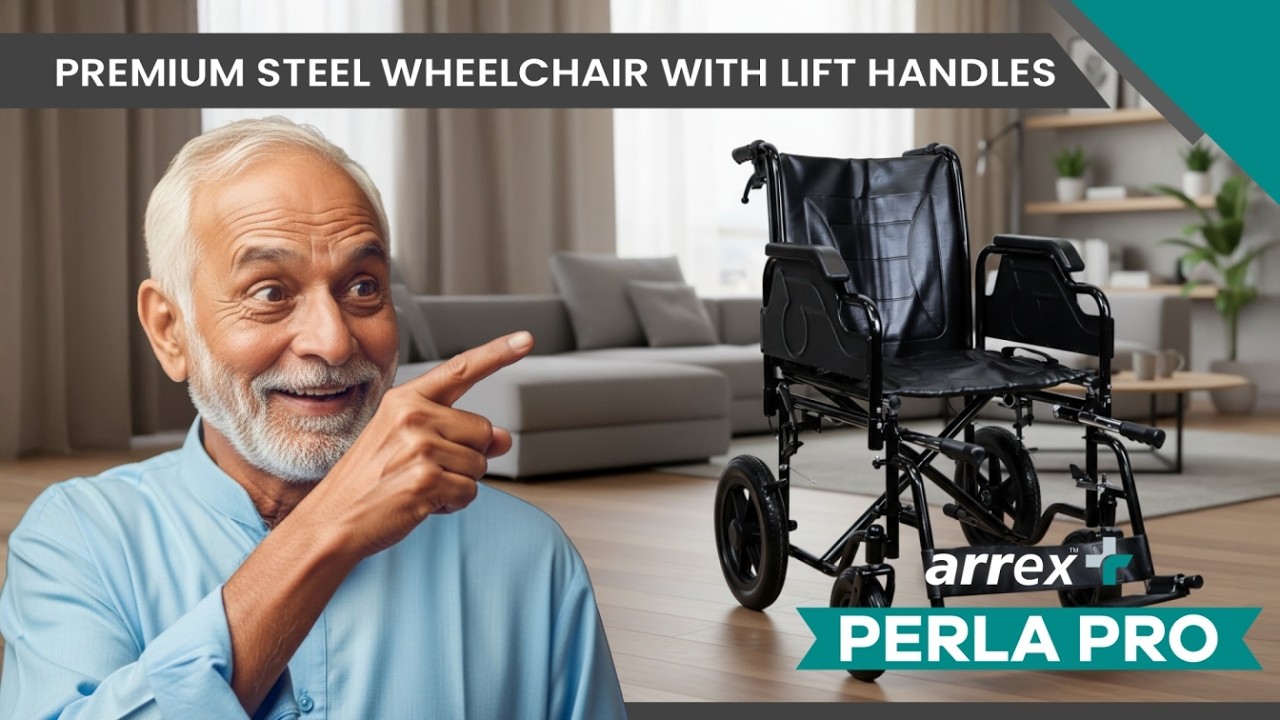 ARREX Perla Pro Wheelchair | Foldable, Durable & Comfortable Mobility Aid | Bombay Surgical