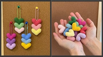 Crochet heart keychain || Hướng dẫn móc móc khoá hình trái tim.