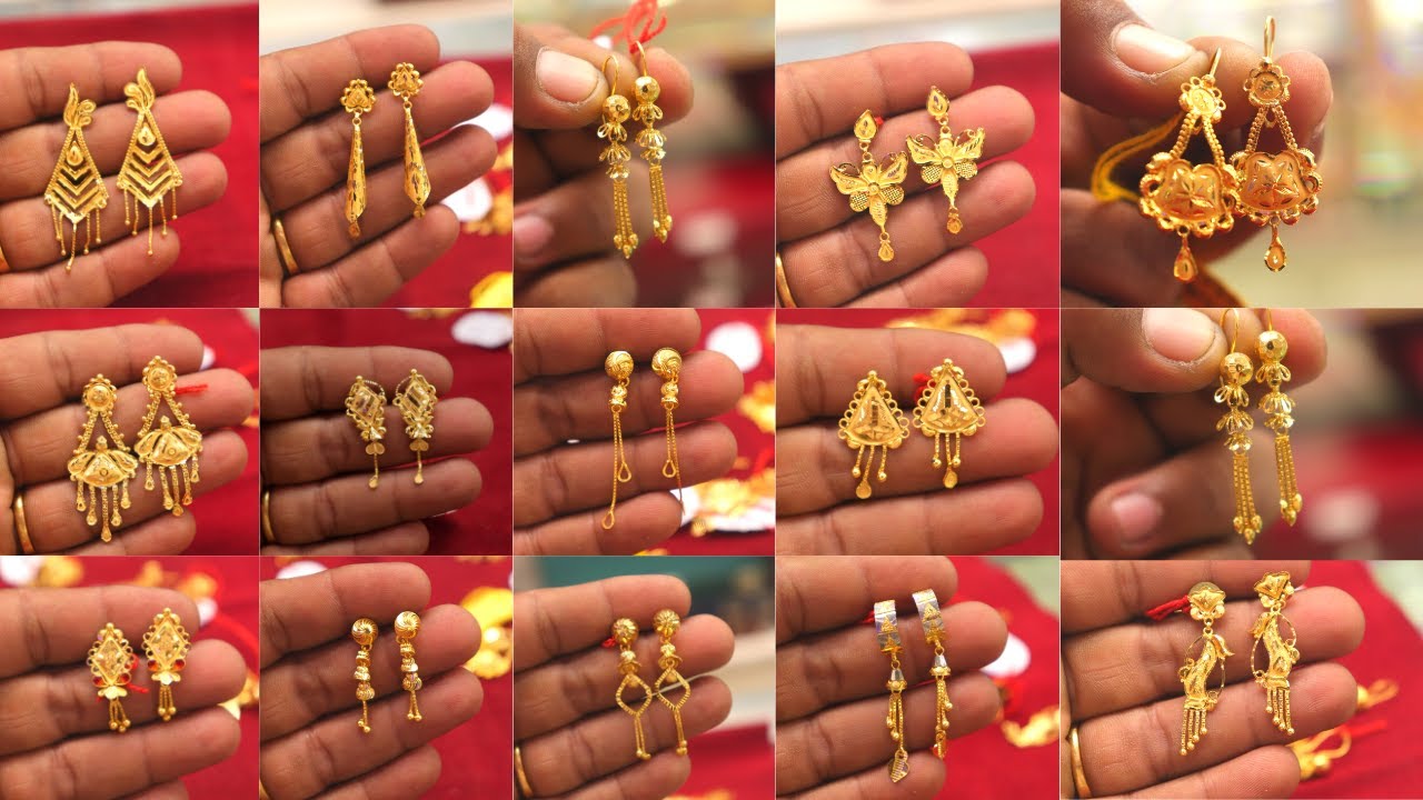 Light Weight Earring Designs For Daily Wear With Weight and Price ||  Shridhi Vlog - YouTube | Gold earrings, Designer earrings, Gold bangles  design