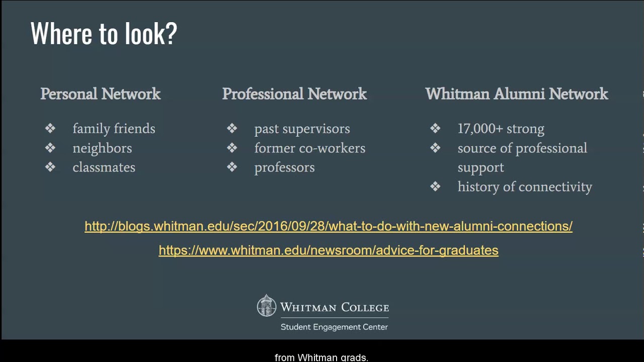 Next Steps for Seniors | Whitman College