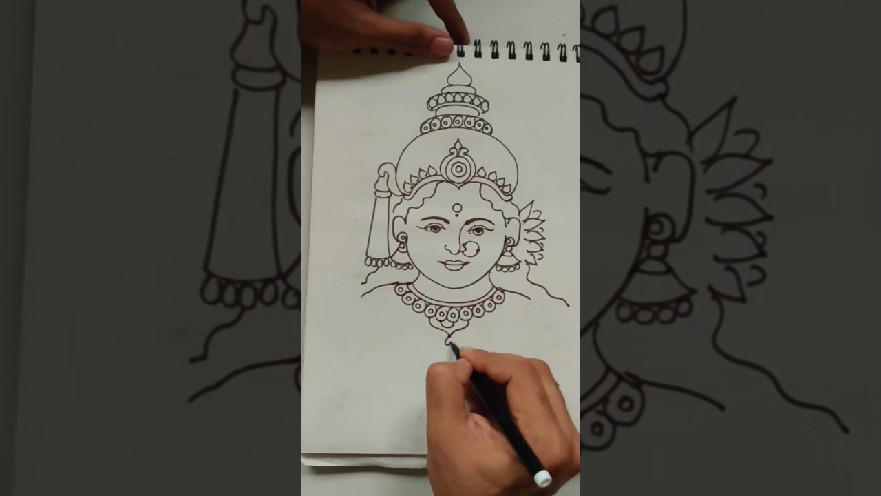 Quick simple and easy drawing of Goddess Lakshmi face/Maa Lakshmi drawing step by step