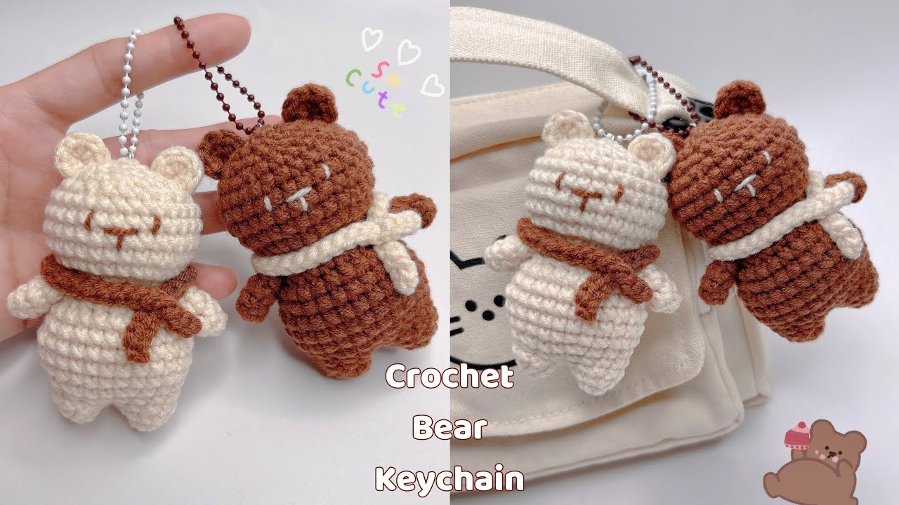 Crochet Bear Keychain 🐻| Bear Amigurumi | Móc Móc Khoá Gấu