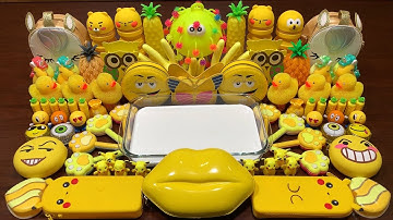 SPECIAL YELLOW SLIME !! MIXING RANDOM THINGS INTO HOMEMADE SLIME !! Satisfying Slime Smoothie  #953