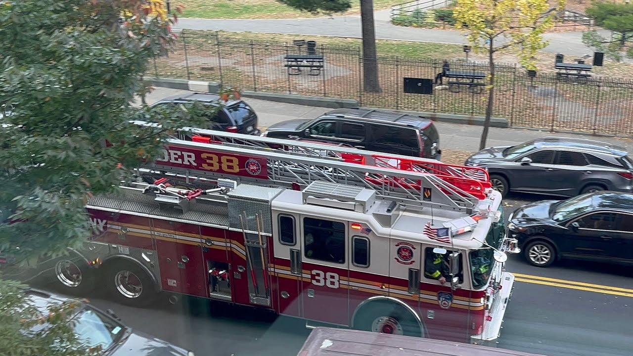 FDNY Engine 88 and Ladder 38 responding urgently for fire - YouTube