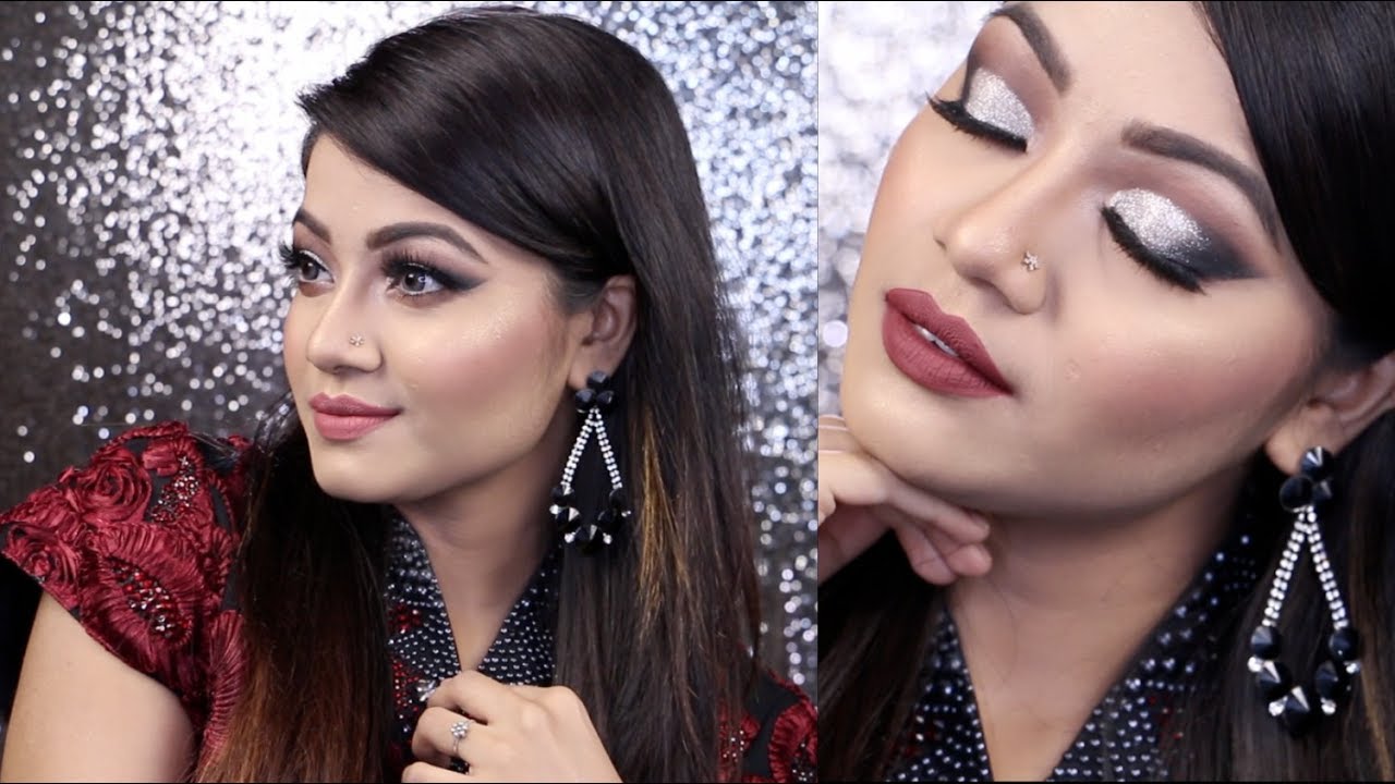 Smokey Silver Glitter Half Cut Crease - Wedding Guest/Party Makeup tutorial || EID Makeup Look 2017