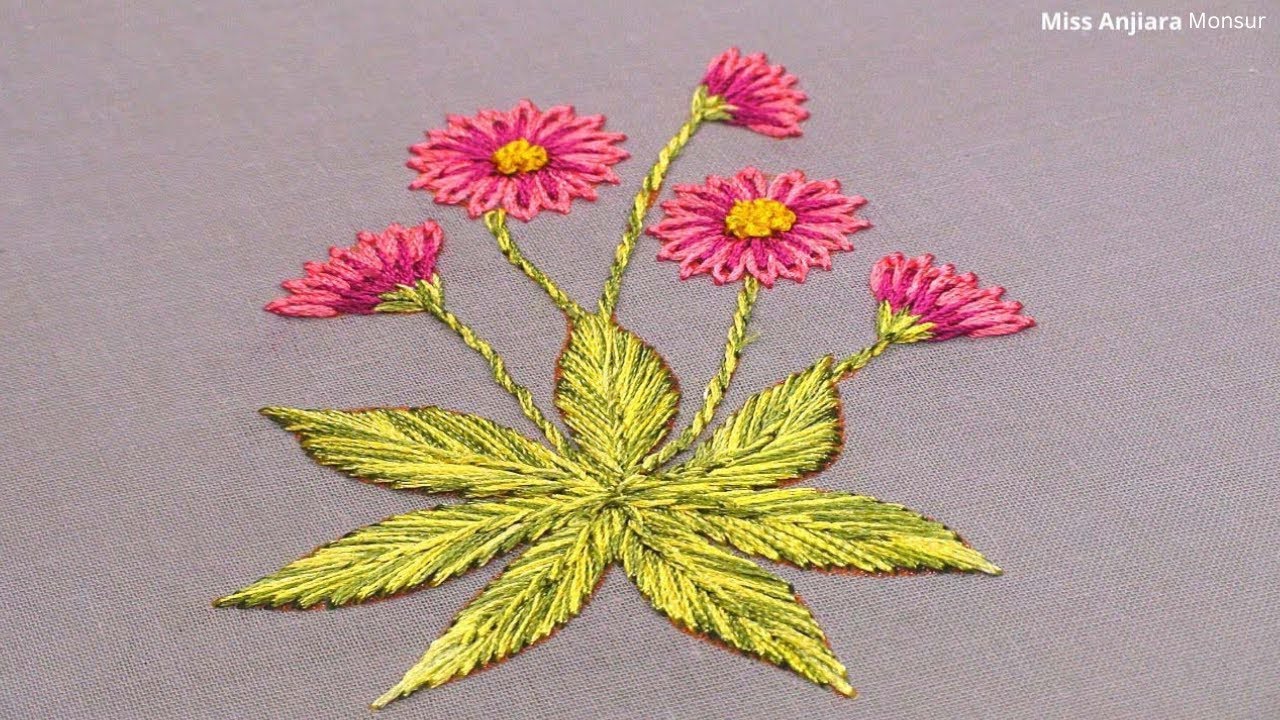 How to do silk thread embroidery, Lazy Daisy Stitch Flower YouTube