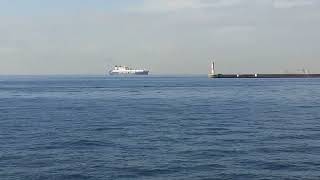 A Huge Ferry Boat Bound For The Greek Islands Approaches The Port Of Thessaloniki , ,