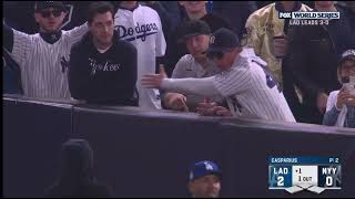 The epic battle between a Yankees fan and Mookie Betts. (Fan interference: 2024 WS Game 4)