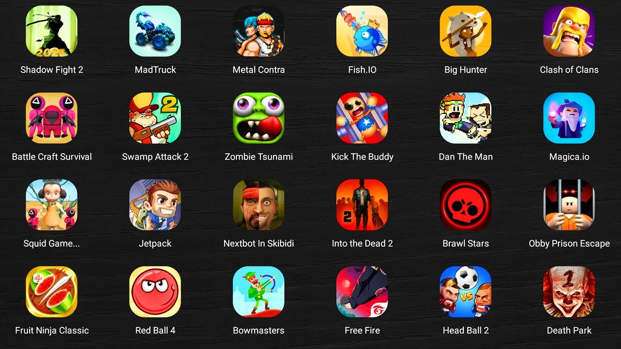 Roblox,Bowmasters,Collision Race,Save The Fish,Fish.IO,Crazy Office,Monsters Gang,Sonic Dash...