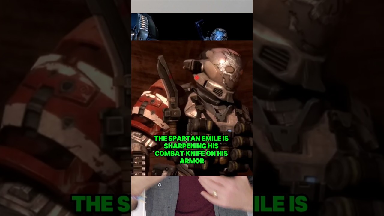 Halo Emile точит нож о доспехи 