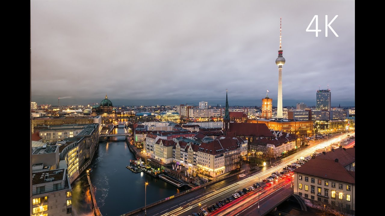 Timelapse of BERLIN at night (long version) 4K