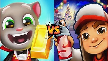 Talking Tom Gold Run VS Subway Surfers- All Levels Gameplay New Update (Android,iOS) Ep 1