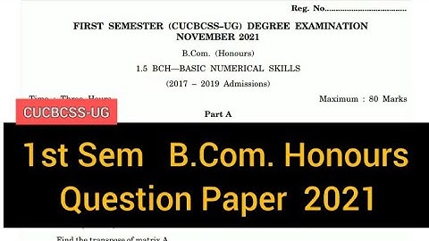 BASIC NUMERICAL SKILLS         |        1st Sem   B.Com. Honours     Question Paper   2021 #calicut