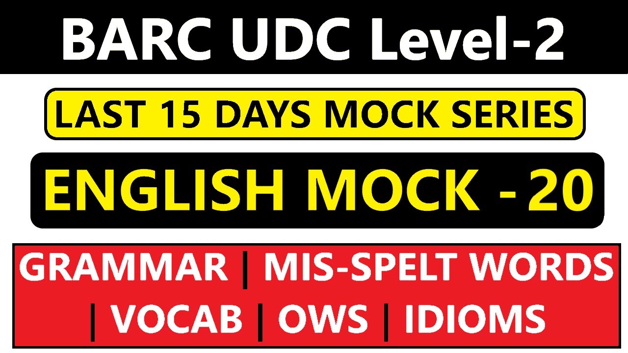 BARC UDC Level-2 | LAST 15 DAYS MOCK SERIES | English Grammar Mock | Mock-20
