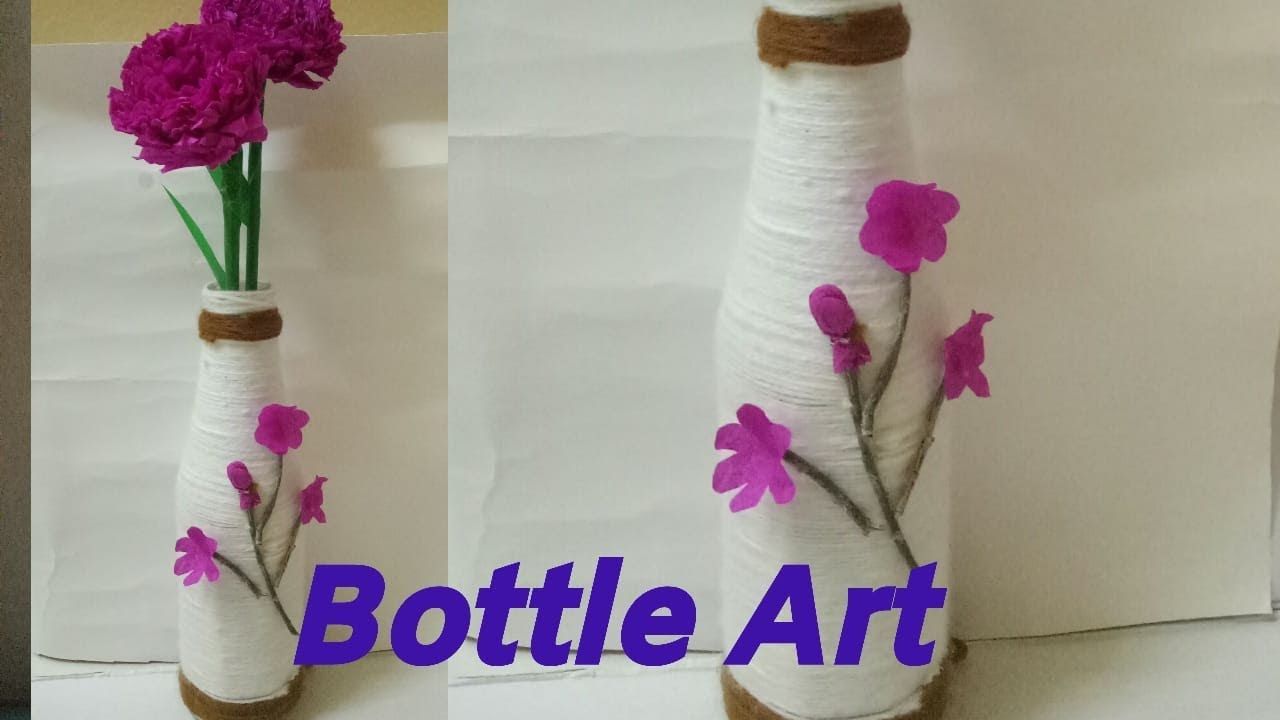 Featured image of post Bottle Art Ideas With Thread / Don,t start from the bottom because it will start to slip at the neck region.