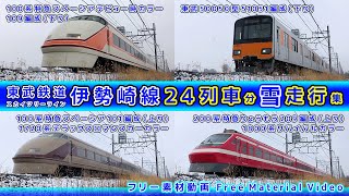 東武鉄道伊勢崎線/スカイツリーライン【その72】特急スペーシア100系デビュー時カラー&デラックスロマンスカーカラー/200系特急りょうもう1800系カラー 他、雪走行集【鉄道撮影フリー素材106】