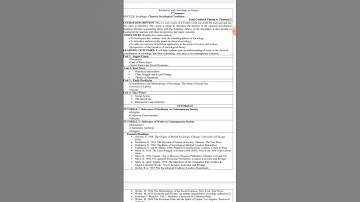 BG 3rd sem Syllabus of - Classical Sociological tradition (Kashmir University) #BA #syllabus #jkpsc