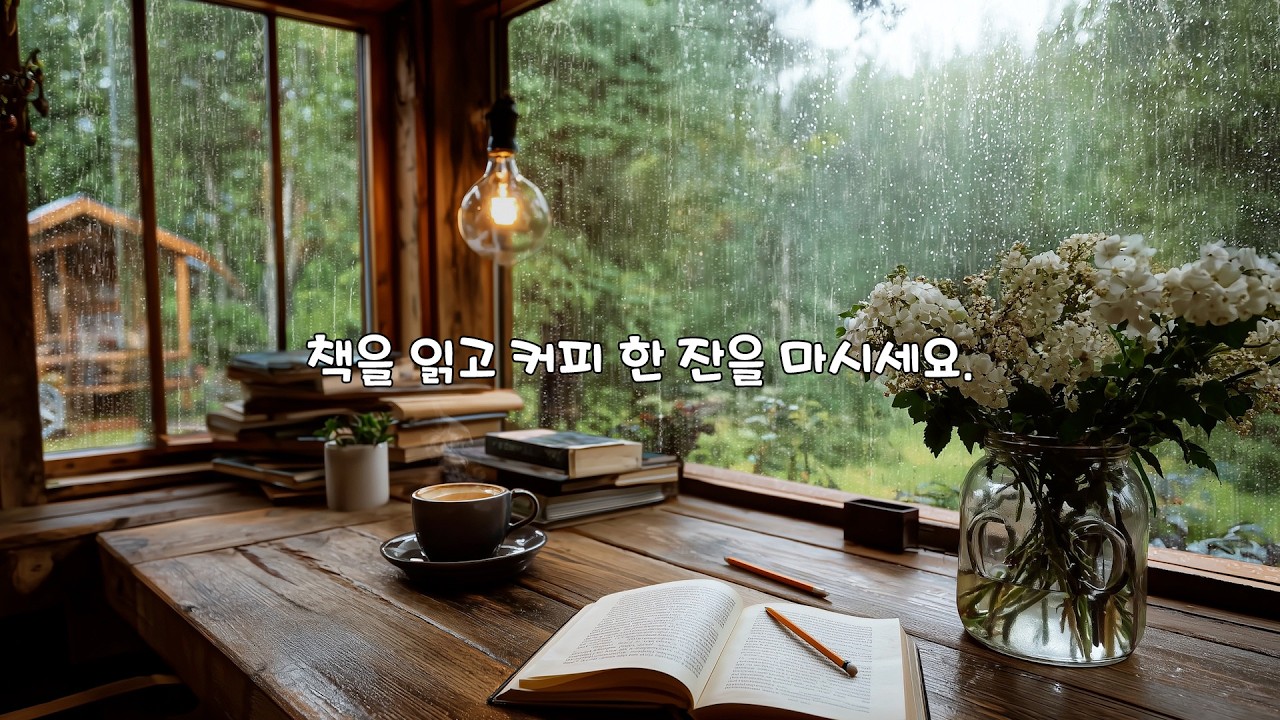 [Playlist] 숲속 도서관 빗소리와 잔잔한 피아노 - 공부업무 집중용 감성 BGM | Listening to piano music is a relaxing feeling.