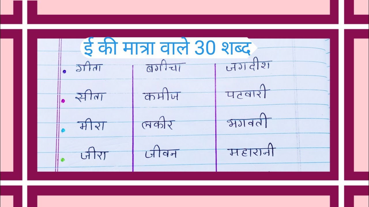 ई की मात्रा वाले शब्द कैसे लिखे। आज इस वीडियो में हम सीखेंगे ई की ...